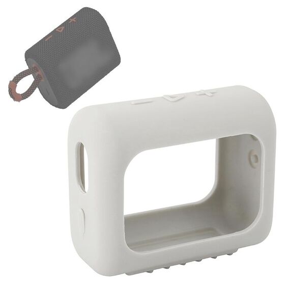 Per JBL GO3 Bluetooth altoparlante Bluetooth Custodia in silicone portatile Cassa protettiva con moschettone (argento grigio)