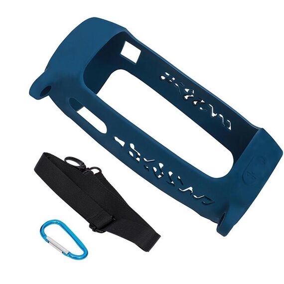 P401 per JBL Pulse4 custodia protettiva in silicone portatile con moschettone e cordino (blu scuro)