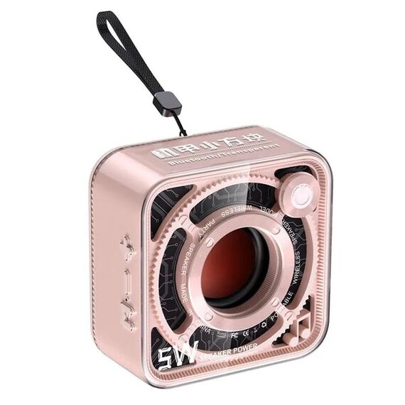DW12 Mini altoparlante Bluetooth wireless portatile Subwoofer trasparente con supporto TF Card (rosa)