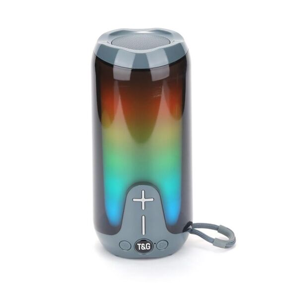 T&G TG651 Altoparlante Bluetooth wireless LED portatile Subwoofer TWS esterno (grigio)