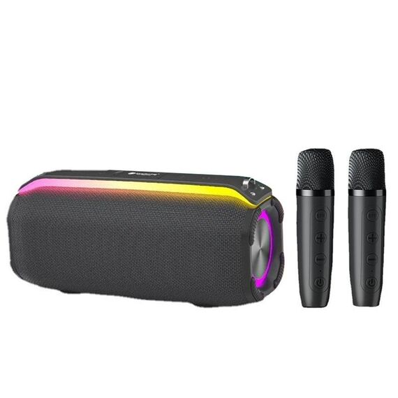 Nuovo altoparlante Bluetooth wireless intelligente TWS portatile da esterno RiXing NR8809 da 20 W, stile: doppio microfono (grigio)