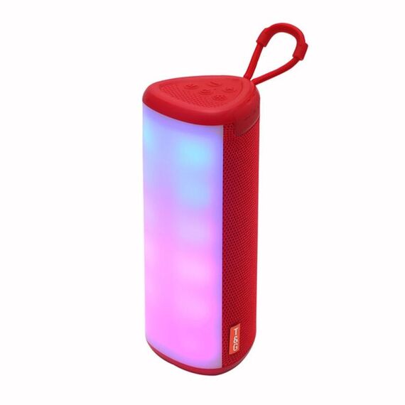 T&G TG357 Altoparlante portatile wireless Bluetooth Subwoofer esterno con luce colorata RGB e TWS (rosso)