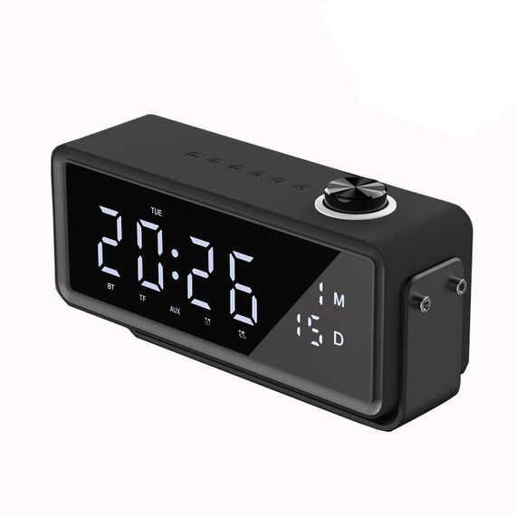Altoparlanti Bluetooth con sveglia a specchio AEC K5 con supporto per luce LED TF / FM (nero)