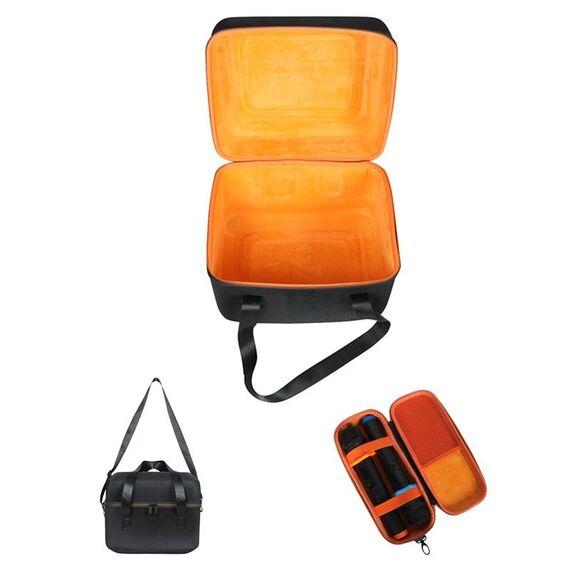Per JBL PartyBox Encore Essential Custodia portatile antiurto con borsa per microfono (nero + arancione)