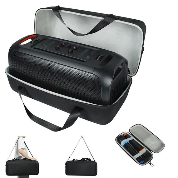 Per JBL Partybox On-The-Go Custodia rigida antiurto in EVA Custodia per il trasporto con borsa per microfono (nero + grigio)