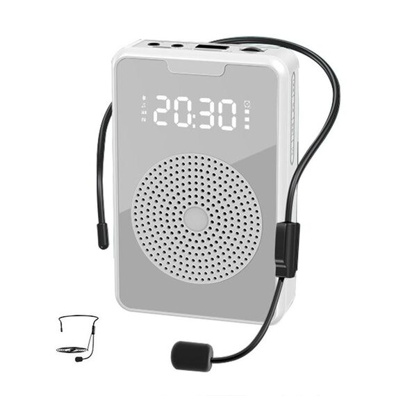 Amplificatore microfono didattico portatile ZXL-H3 con display temporale, specifiche: versione cablata (bianco)