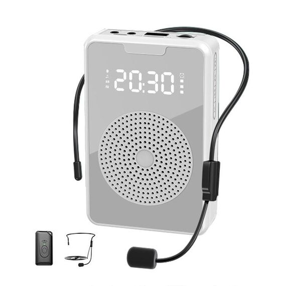 Amplificatore microfono didattico portatile ZXL-H3 con display temporale, Specifiche: versione wireless (bianco)