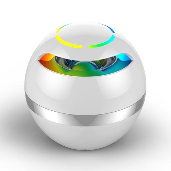 GS009 Bluetooth 4.2 Altoparlante a sfera rotonda piccolo con supporto luce colorata TF Card / FM (bianco)