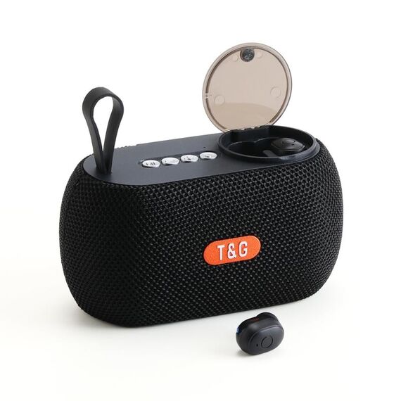 T&G TG810 Altoparlante esterno portatile 2 in 1 + mini auricolare Bluetooth wireless (nero)