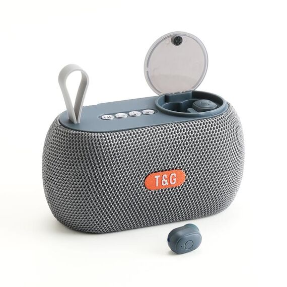T&G TG810 Altoparlante esterno portatile 2 in 1 + mini auricolare Bluetooth wireless (grigio)