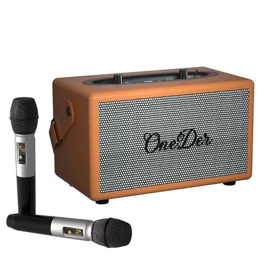 Oneder D7 Altoparlante Bluetooth Altoparlanti wireless per karaoke da esterno con due microfoni (arancione)