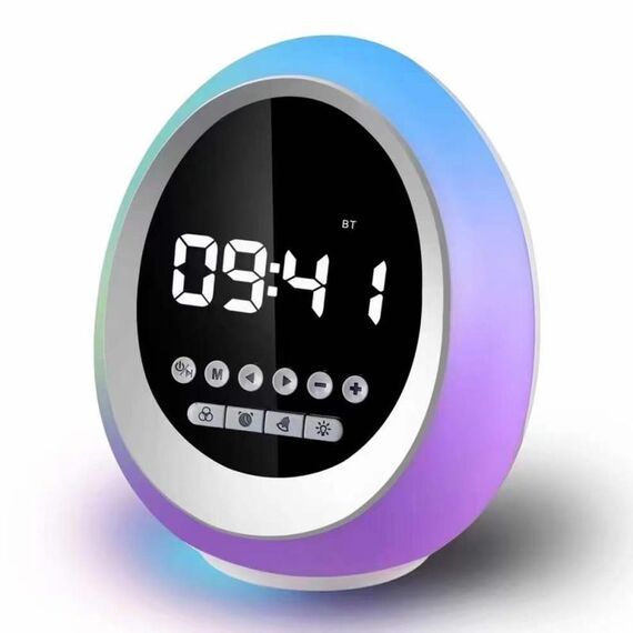 Altoparlante Bluetooth wireless RGB multifunzionale P13 con luci colorate, sveglia e orologio (bianco)