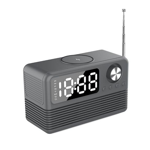 BT509 LED Bluetooth 5.3 Altoparlante Sveglia Display musicale Radio (Nero)