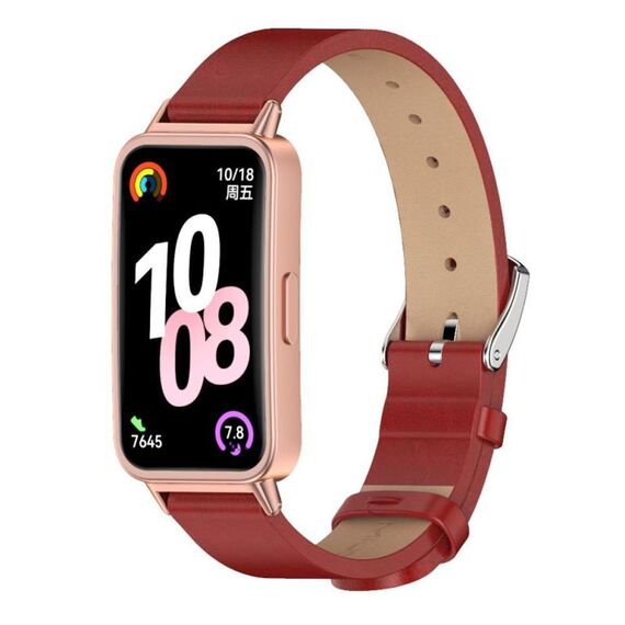 Cinturino per orologio in microfibra PU Mijobs per Huawei Band 10/9/8 (oro rosa rosso)
