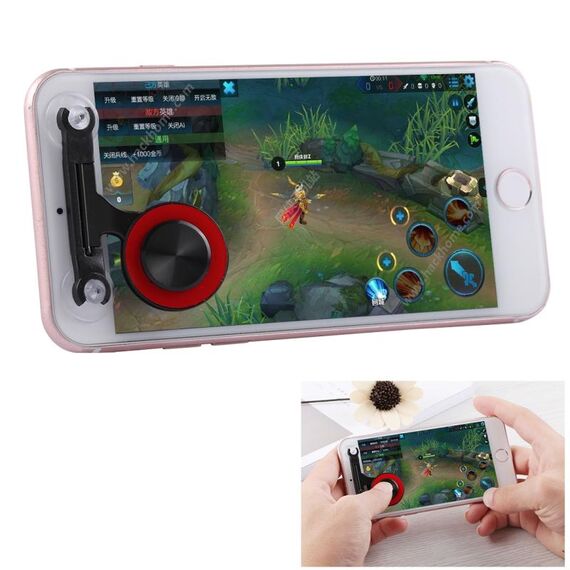 Q9 Giochi mobili diretti Joystick Manufatto Pulsante da viaggio a mano Ventosa per iPhone, telefono Android, tablet (rosso)