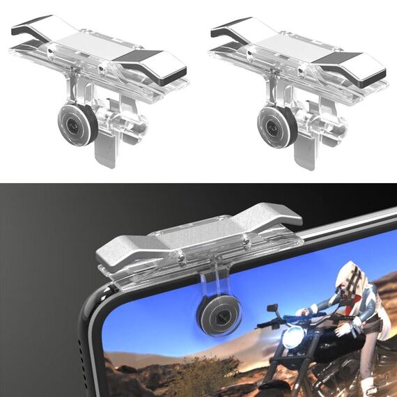E9 Alloy Press Eat Chicken Maniglia pulsante del controller di scatto del grilletto del telefono cellulare (argento)