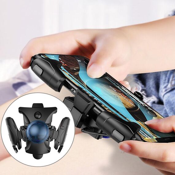 Gamepad per riprese di gioco con pulsante separabile in lega antiscivolo, supporto per modalità burst, adatto per telefoni cellulari da 4,7-6,5 pollici (nero)