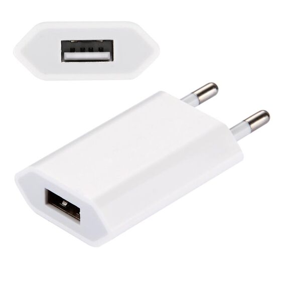 Caricabatterie da viaggio per caricabatterie da porta USB singolo 5V / 1A, spina UE (bianco)