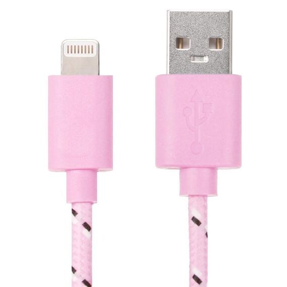 1M Nylon Netting Style USB 8 Pin Trasferimento di dati Cavo di ricarica per iPhone, iPad (Pink)