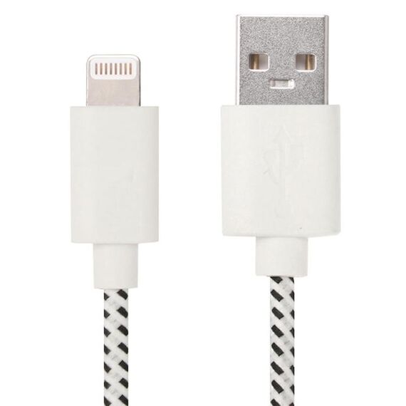 1M Nylon Netting Style USB 8 PIN Trasferimento dati di ricarica per iPhone, iPad (bianco)