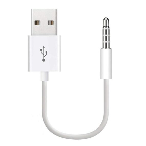 Cavo di sincronizzazione dati USB a 3,5 mm da USB a 3,5 mm per iPod shuffle 1 ° / 2 ° / 3 ° / 4 ° / 5 ° / 6 ° generazione, lunghezza: 10 cm (bianco)