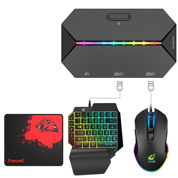 Ziyou Lang G6L Gamepad a tastiera convertitore mouse per Nintendo Switch / Xbox / PS4, Specifica: Host + K15 + V1 + Pad rosso