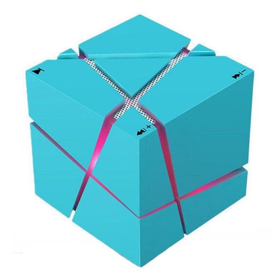 Qone Cube Shape AI Altoparlante Bluetooth intelligente con controllo vocale Luce RGB Mini audio wireless, Colore: blu