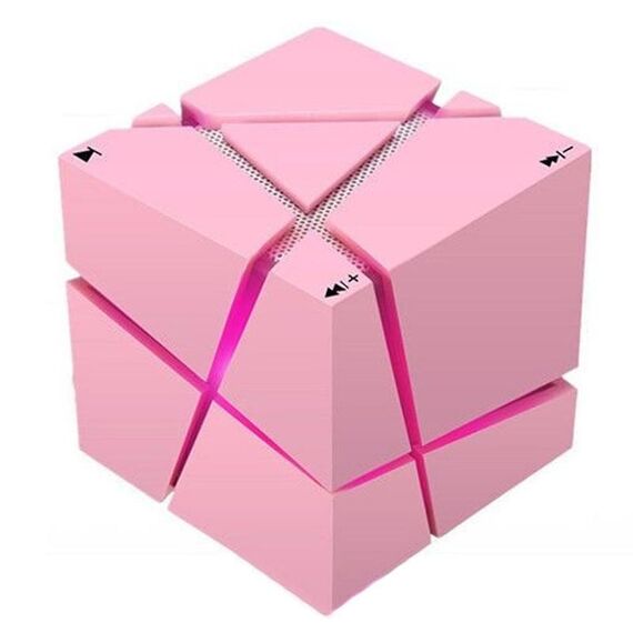 Qone Cube Shape AI Altoparlante Bluetooth intelligente con controllo vocale Luce RGB Mini audio wireless, Colore: rosa