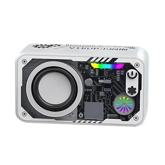 V1 Mecha Wind Piccolo cannone in acciaio multifunzionale Sound Speaker portatile da tavolo per esterni (bianco)