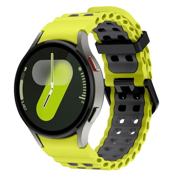 Cinturino in silicone bicolore con doppia fila di fori per Samsung Galaxy Watch 7 40/44 mm, colore: grigio lime