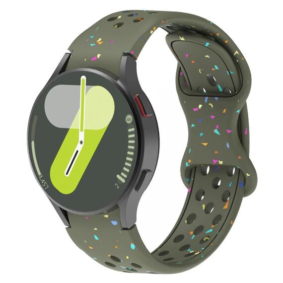 Cinturino per orologio in silicone granulare ecologico con pois colorati per Samsung Galaxy Watch 7 40/44 mm (verde militare)