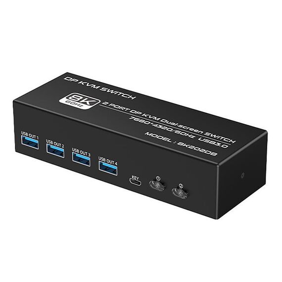 FJGEAR FJ-8K202DB Switch KVM per monitor DP 8K 60Hz (spina UK)