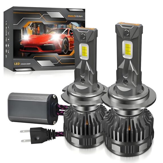 Lampadina per fari a LED a doppio tubo di rame H7, confezione da 2, 50 W, 6000 LM, 6000 K (colore pistola).