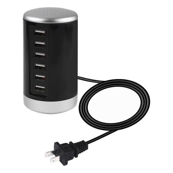 Adattatore di alimentazione per stazione di ricarica XLD4 30W a 6 porte USB AC100-240V, spina USA (nero)