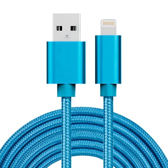 Cavo dati in metallo in metallo in metallo in tessuto 3 m 3A / cavo di caricabatterie USB, 3m 3A Woven Style Metal Head 8 Pin a USB Cavo Dati/Caricabatterie (Blu)