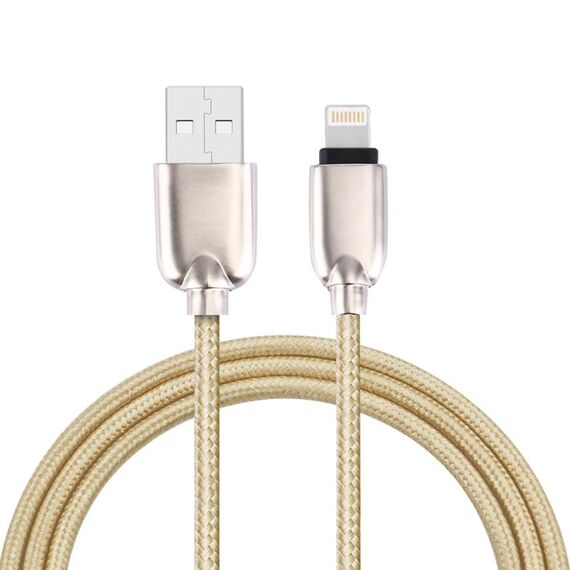 1m Woven 108 CORE DI COPPER 8 PIN a USB Data Sincronizzazione Cavo di ricarica per iPhone, iPad (oro)