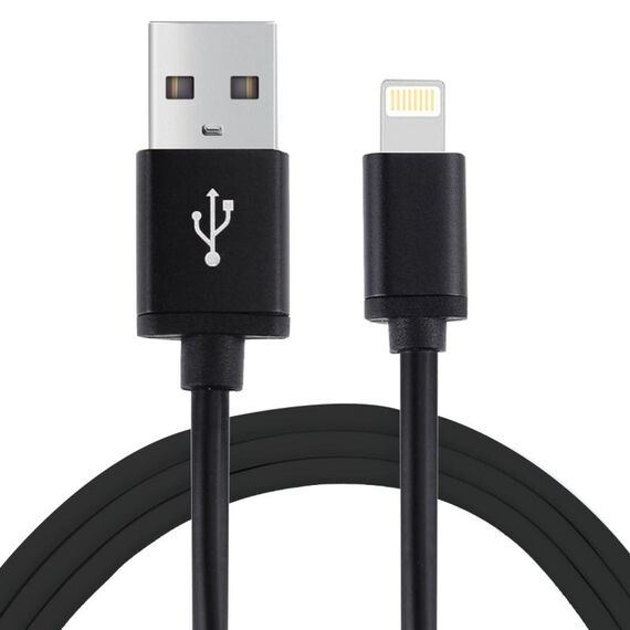 Cavo di ricarica di sincronizzazione dati da 1M da 8 pin da USB per iPhone, iPad, diametro: 4 cm (nero)