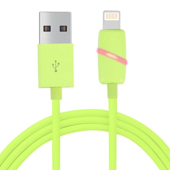 1m Circular Bobin Bobin Style Style da 8 pin a USB Data Sync With Indicatore per iPhone, iPad (Green)
