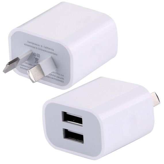 5V 2A Compatibilità ad alta compatibilità 2 caricabatterie porte USB, plug AU (bianco)