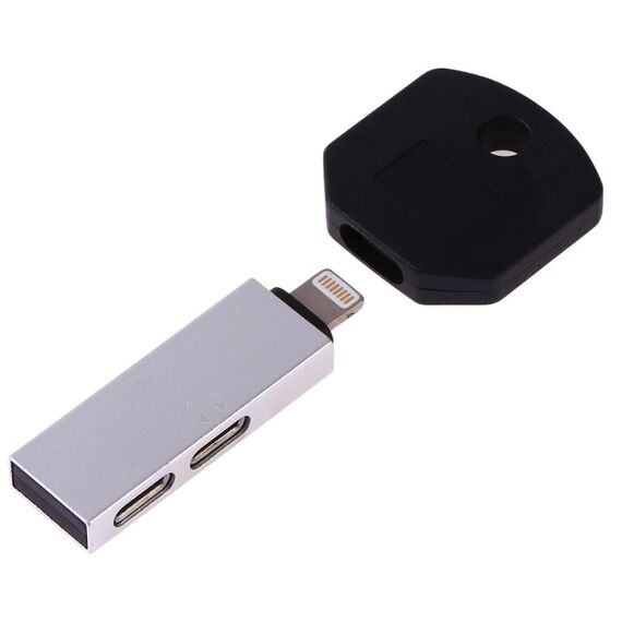 RC16 Adattatore di carica e audio portatile mini a forma di chiave da 8 pin femmina a 8 pin maschio (bianco)