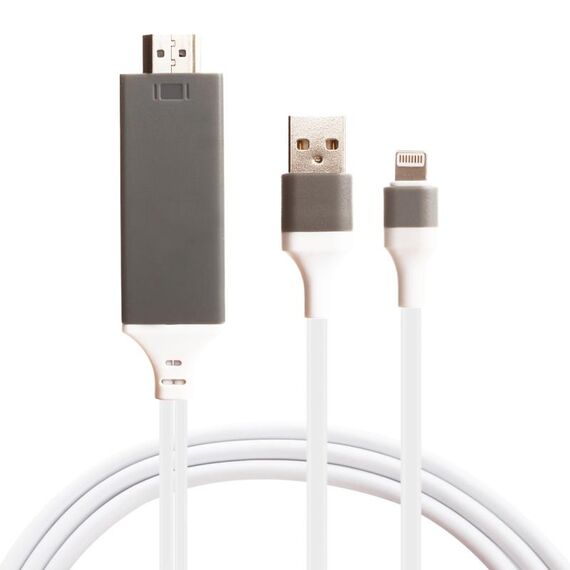 Cavo di adattatore maschio HDMI e USB da maschio a 8 pin, lunghezza: 2m (bianco)