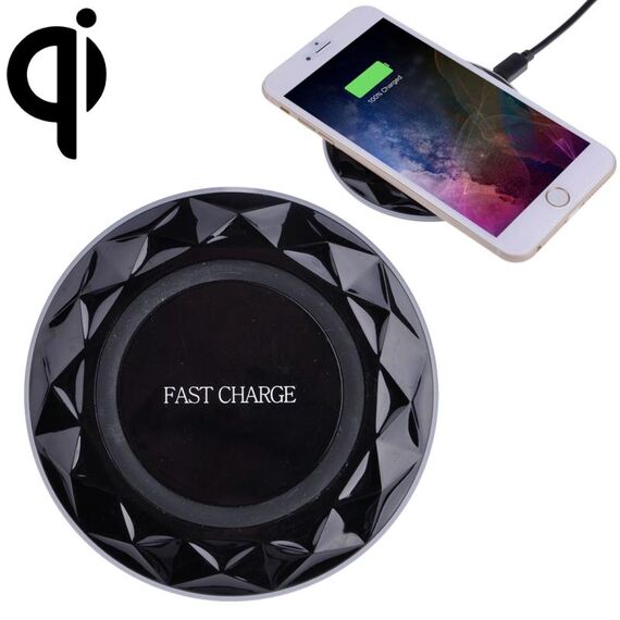 Caricabatterie wireless a ricarica rapida standard Diamond Qi con ingresso DC5V, lunghezza cavo: 1 m, Per iPhone X e 8 e 8 Plus, Galaxy S8 e S8 +, Huawei, Xiaomi, LG, Nokia, Google e altri smartphone (nero)