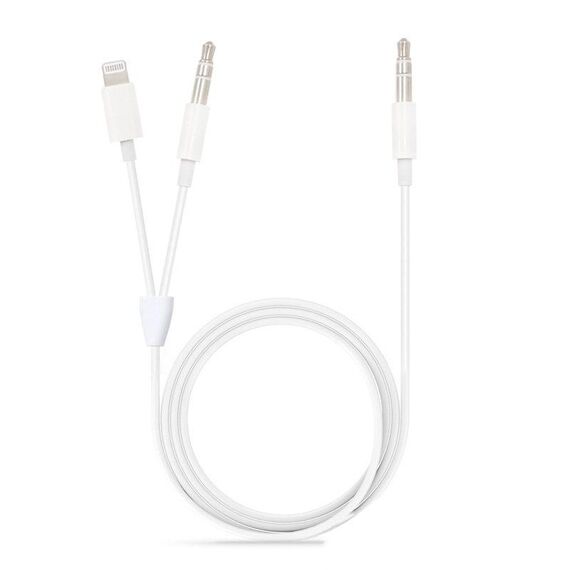 MH030 Cavo audio AUX maschio da 1 m 2 in 1 a 8 pin e maschio da 3,5 mm a maschio da 3,5 mm per iPhone, iPad, Samsung, Huawei, Xiaomi, HTC