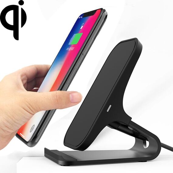 HAMTOD M5 Caricabatterie wireless con supporto standard Qi intelligente a doppia bobina da 15 W con indicatore luminoso, supporto per ricarica rapida (nero)