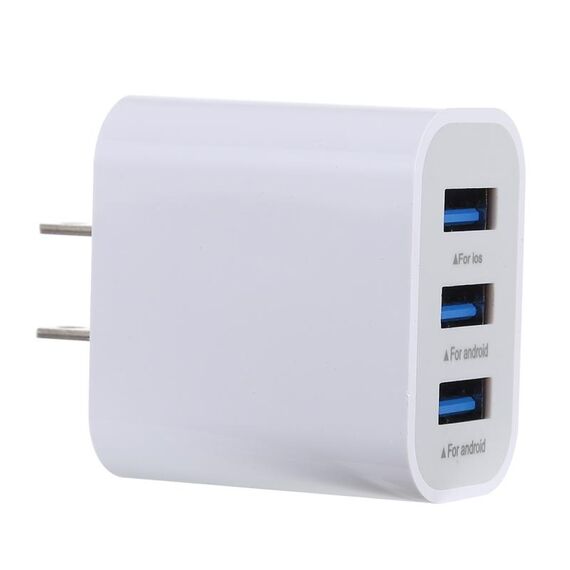 Caricabatteria da viaggio caricatore rapido 3.1A 3 porte USB, spina USA (bianco)