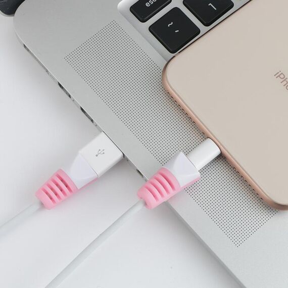Custodia protettiva per avvolgicavo per cavo di ricarica USB anti-rottura 2 PC (rosa)