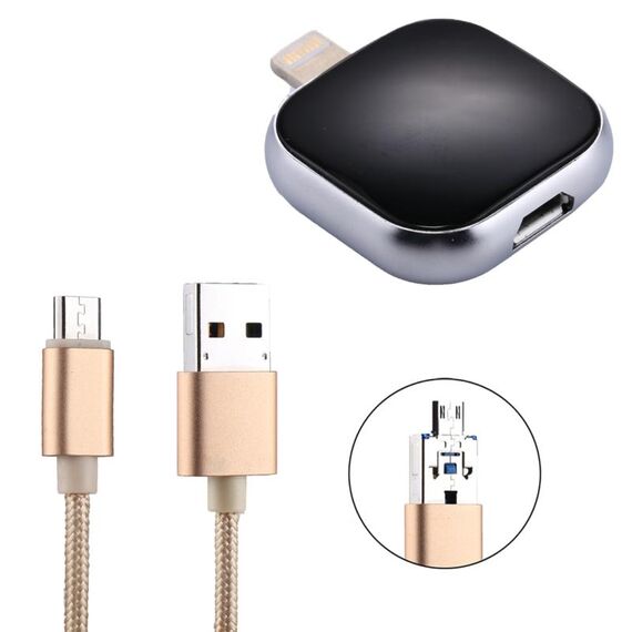 RQW-18S 8 PIN DRIVE MULTIFIAL FLASH MULTI-FUNCTIONAL DRIVE con USB / Micro USB a Micro USB Cable (nero)