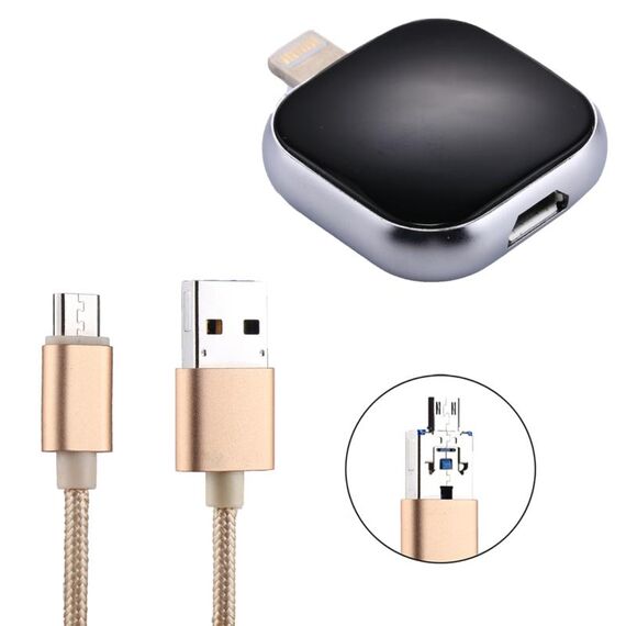 RQW-18S Unità disco flash multifunzione a 8 pin da 16 GB con cavo da USB / Micro USB a Micro USB, Unità flash multifunzionale RQW-18S a 8 pin da 16 GB con cavo USB/micro USB a micro USB (nero)