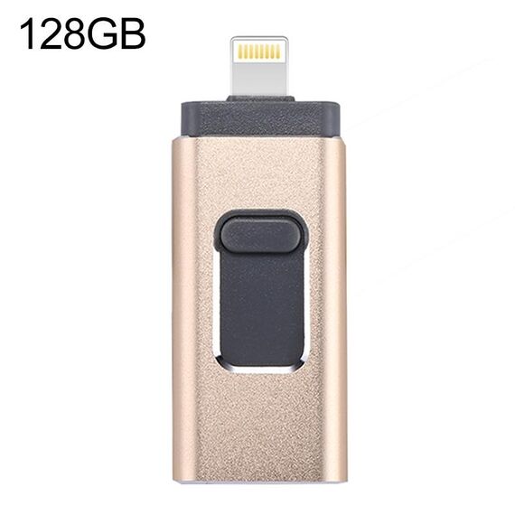 EasyFlash RQW-01b 3 in 1 USB 2.0 e 8 Pin & Micro USB 128GB flash Drive (GOLD)