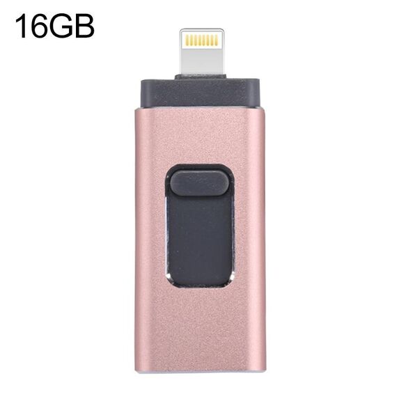 EasyFlash RQW-01B 3 in 1 USB 2.0 e 8 Pin & Micro USB 16 GB flash Drive (oro rosa)